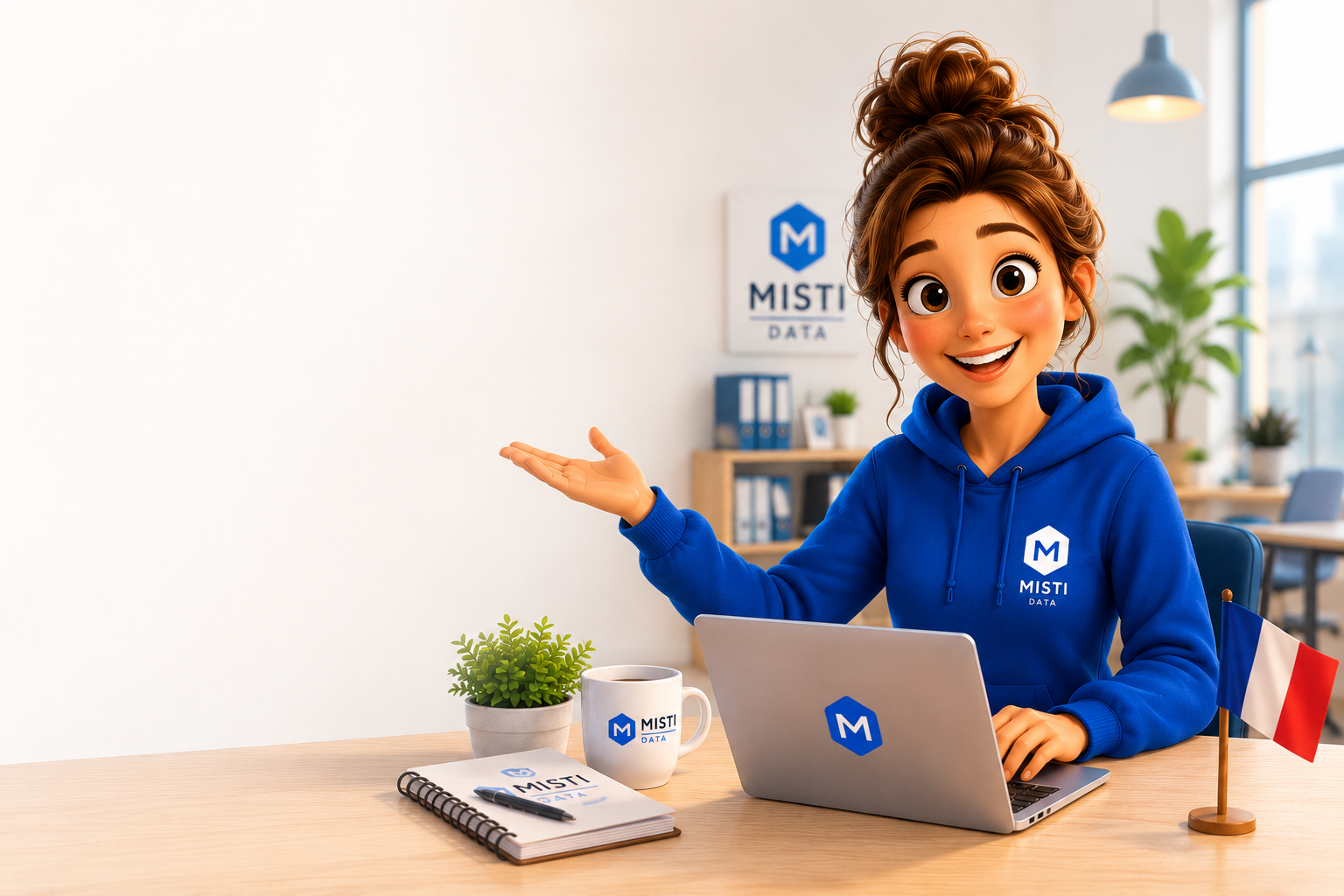Misti, votre assistante Misti Data, dans un bureau moderne